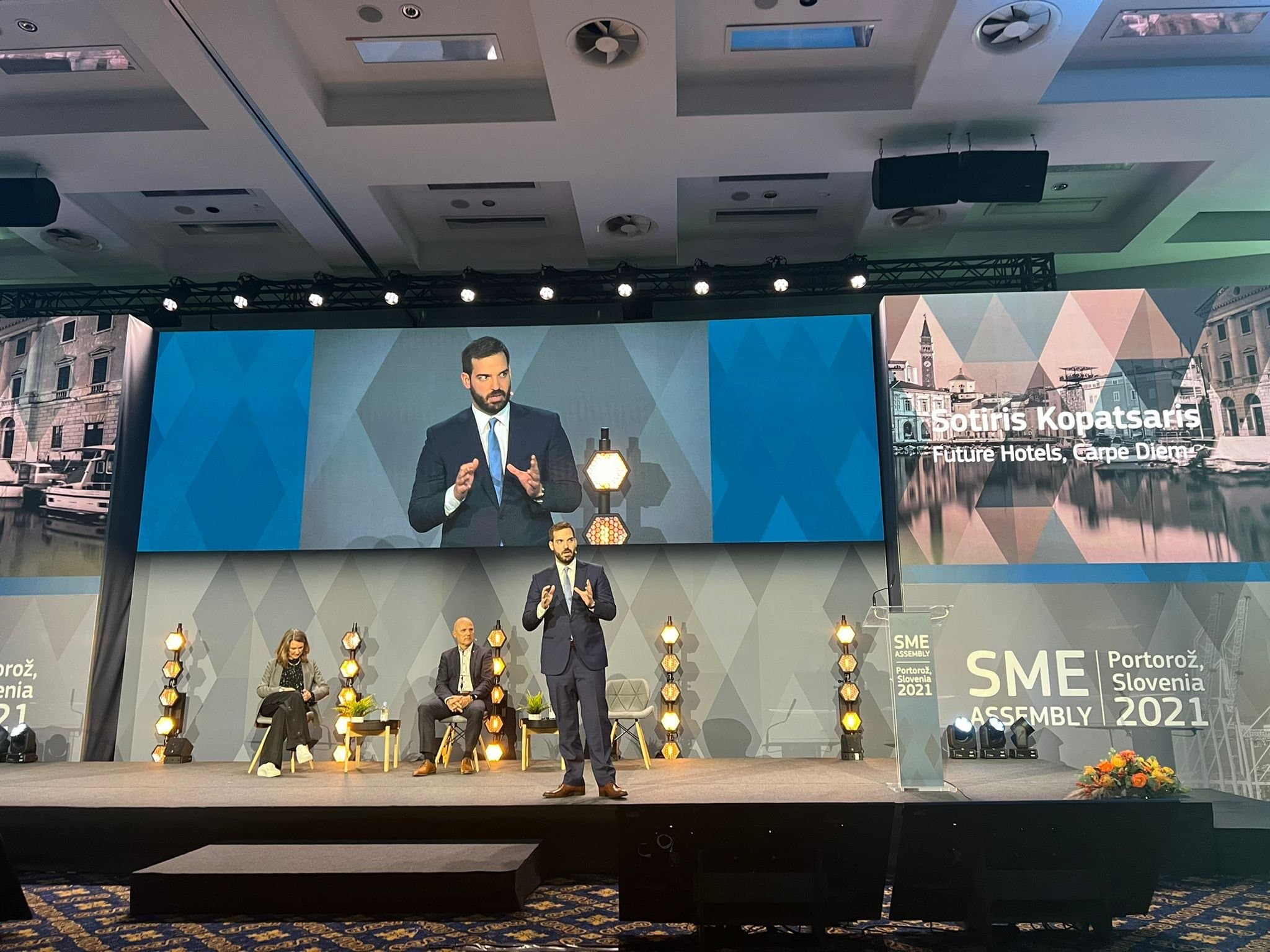 Sotiris Kopatsaris presenting Future Hotels at the EU SME Assembly, 2021